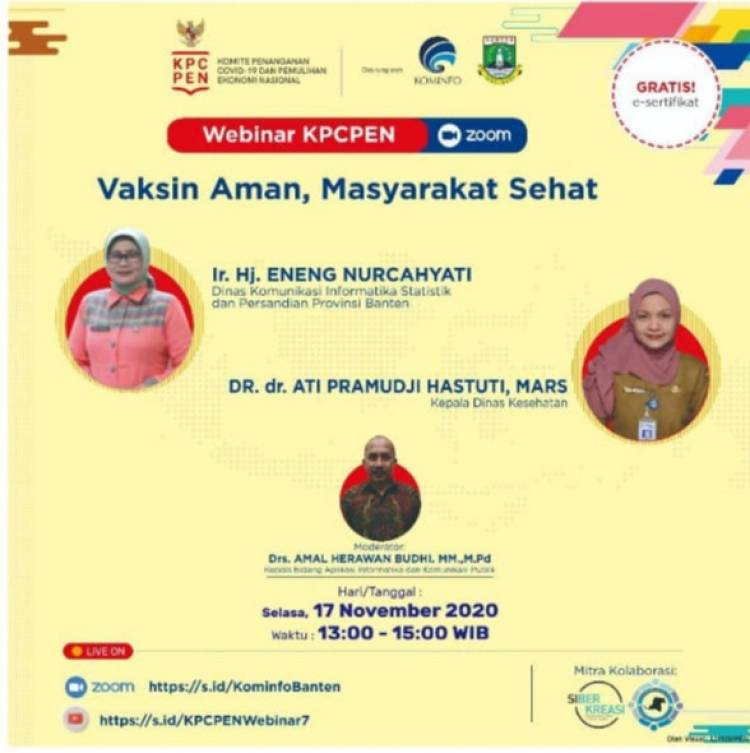 Diskominfo Banten akan Gelar Webinar KPCPEN 'Vaksin Aman Masyarakat Sehat'